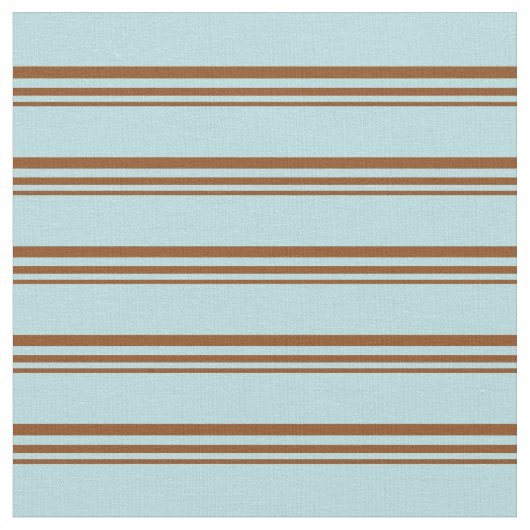 Bruin en Powder Blue Lined Pattern Stof (Close Up)