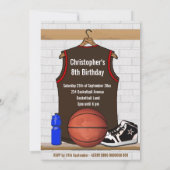 Bruin- en Rode Basketball Jersey Birthday Party Kaart (Achterkant)