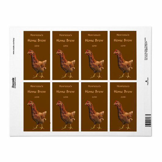 Bruin en Rode Kip Bier Etiketten (Full Sheet)