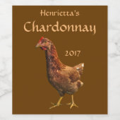 Bruin en Rode Kip Wijn Label Etiket (Enkel label)