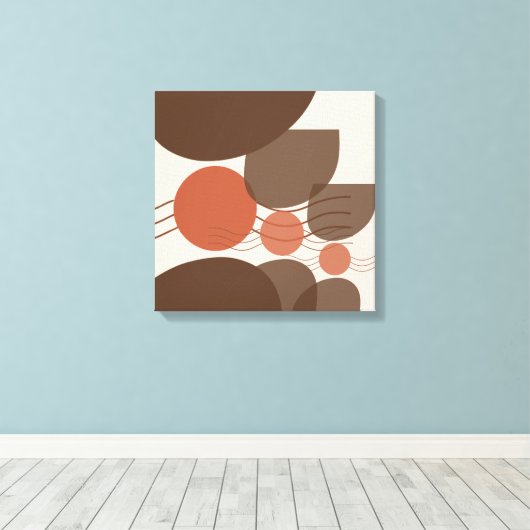 Bruin en rood Abstract muurkunst Canvas Afdruk (Insitu (Houten vloer))