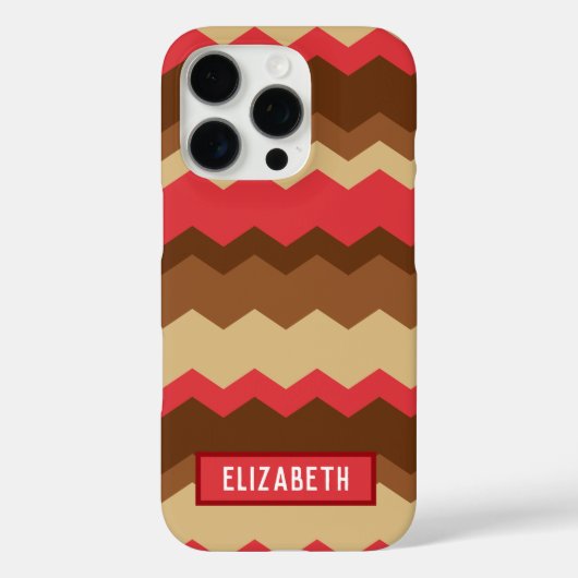 Bruin en rood Autumn Geometric Zig Zag Case-Mate iPhone Case (Achterkant)