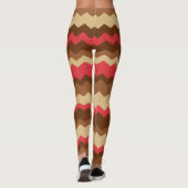 Bruin en rood Autumn Zig Zag Striped Leggings (Achterkant)