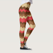 Bruin en rood Autumn Zig Zag Striped Leggings (Rechts)
