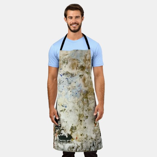 Bruin en rood behang schort (Gedragen)