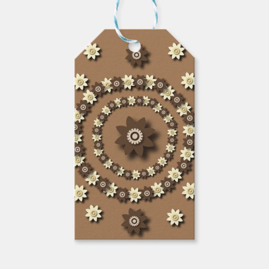 Bruin en room Floral Cadeaulabel (Voorkant)