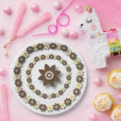 Bruin en room Floral Papieren Bordje (Feest)