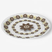 Bruin en room Floral Papieren Bordje (Gekanteld)