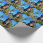 Bruin en roomkleurig paardenblauw cadeaupapier (Hoek)