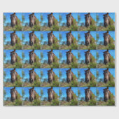 Bruin en roomkleurig paardenblauw cadeaupapier (Vlak)