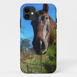 Bruin en roomkleurig paardenblauw iPhone 11 hoesje