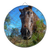 Bruin en roomkleurig paardenblauw dartbord (Voorkant)