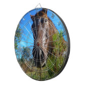 Bruin en roomkleurig paardenblauw dartbord (Voorkant Rechts)