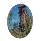 Bruin en roomkleurig paardenblauw dartbord (Voorkant Links)