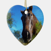 Bruin en roomkleurig paardenblauw keramisch ornament (Rechts)