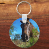 Bruin en roomkleurig paardenblauw sleutelhanger (Voorkant)