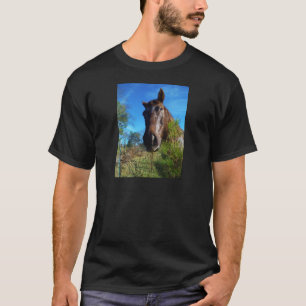 Bruin en roomkleurig paardenblauw t-shirt