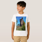 Bruin en roomkleurig paardenblauw t-shirt (Voorkant volledig)