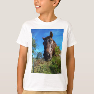 Bruin en roomkleurig paardenblauw t-shirt