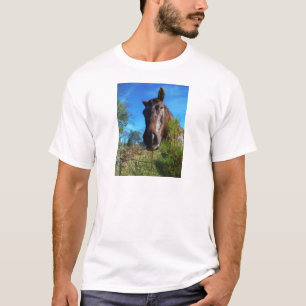 Bruin en roomkleurig paardenblauw t-shirt