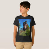 Bruin en roomkleurig paardenblauw t-shirt (Voorkant volledig)