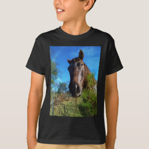 Bruin en roomkleurig paardenblauw t-shirt