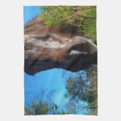 Bruin en roomkleurig paardenblauw theedoek (Verticaal)