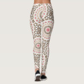 Bruin en Roos Roze Mandala Patroon Leggings (Achterkant)