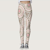 Bruin en Roos Roze Mandala Patroon Leggings (Voorkant)