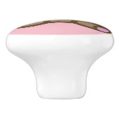 bruin en roze baby teddybeer keramische knop (Zijkant)