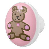 bruin en roze baby teddybeer keramische knop (Rechts)