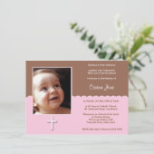 Bruin en roze baptisme kaart (Staand voorkant)