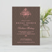 Bruin en roze elegante bridal Shower Invitation 3 Kaart (Staand voorkant)