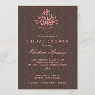 Bruin en roze elegante bridal Shower Invitation 3 Kaart