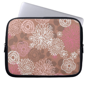 Bruin en Roze Floral Pattern Laptop Sleeve