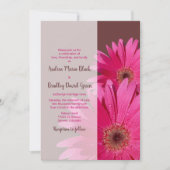 Bruin en Roze Gerbera Daisy Wedding Invitation Kaart (Voorkant)