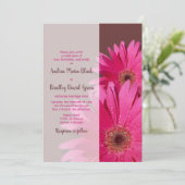 Bruin en Roze Gerbera Daisy Wedding Invitation Kaart (Staand voorkant)