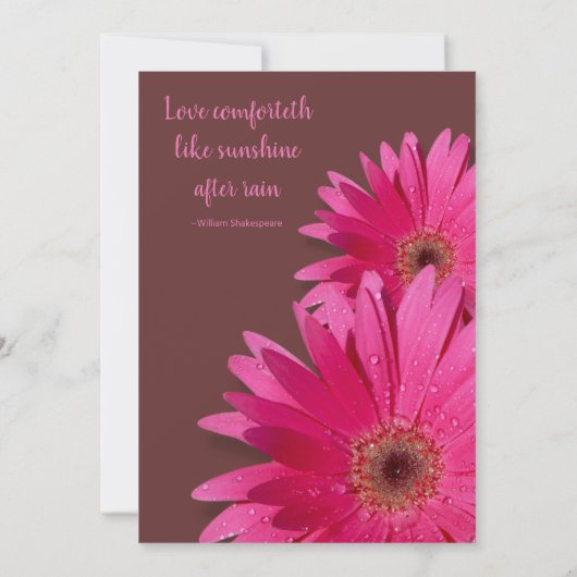Bruin en Roze Gerbera Daisy Wedding Invitation Kaart (Achterkant)