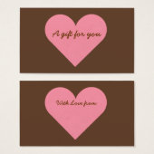 Bruin en Roze Hart Gift Labels Visitekaartjes (Voorkant /achterkant)