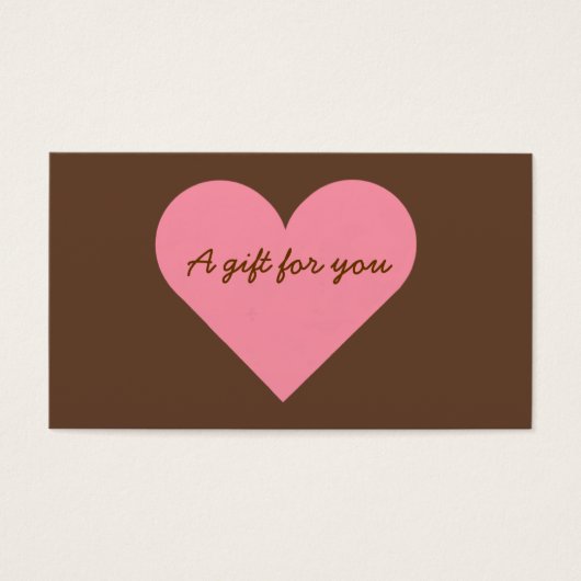 Bruin en Roze Hart Gift Labels Visitekaartjes (Voorkant)