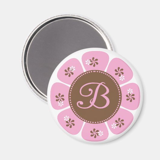 Bruin en Roze Monogram B Magneet (Voorkant / Achterkant)