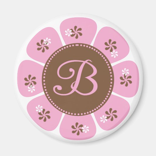 Bruin en Roze Monogram B Magneet (Voorkant)