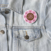 Bruin en Roze Monogram B Ronde Button 5,7 Cm (In situ)