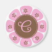 Bruin- en Roze Monogram C Magneet (Voorkant)