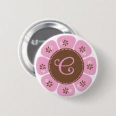 Bruin- en Roze Monogram C Ronde Button 5,7 Cm (Voorkant /achterkant)