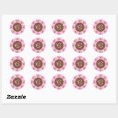 Bruin- en Roze Monogram C Ronde Sticker (Vel)
