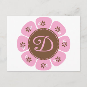 Bruin en Roze Monogram D Briefkaart