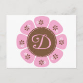 Bruin en Roze Monogram D Briefkaart (Voorkant)