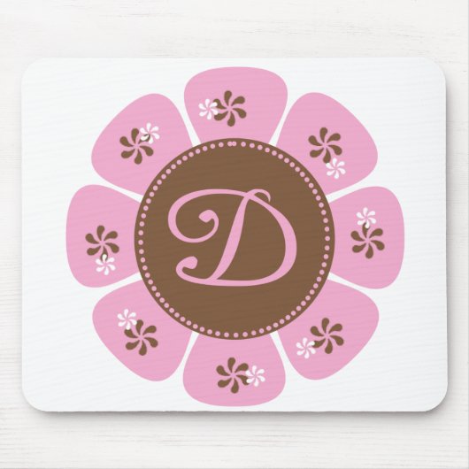 Bruin en Roze Monogram D Muismat (Voorkant)
