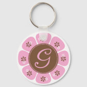 Bruin en Roze Monogram G Sleutelhanger (Voorkant)